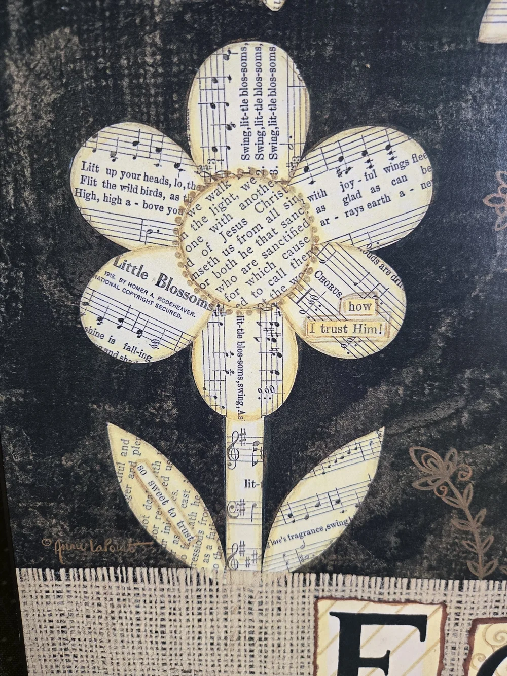 Music Sheet Flower Wall Art With Faith Based Sayings